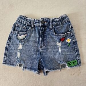 Justice Minecraft Blue Denim Shorts Girls Kids 10